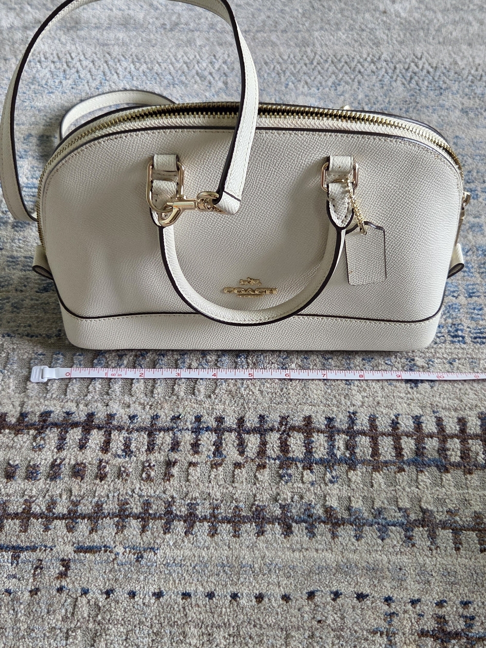 Coach Women's Mini Sierra Satchel in white crossgrain leather gold hardware